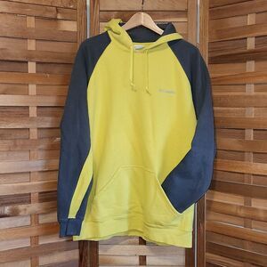 Columbia Hooded Sweatshirt Yellow Gray Women Size L Cotton